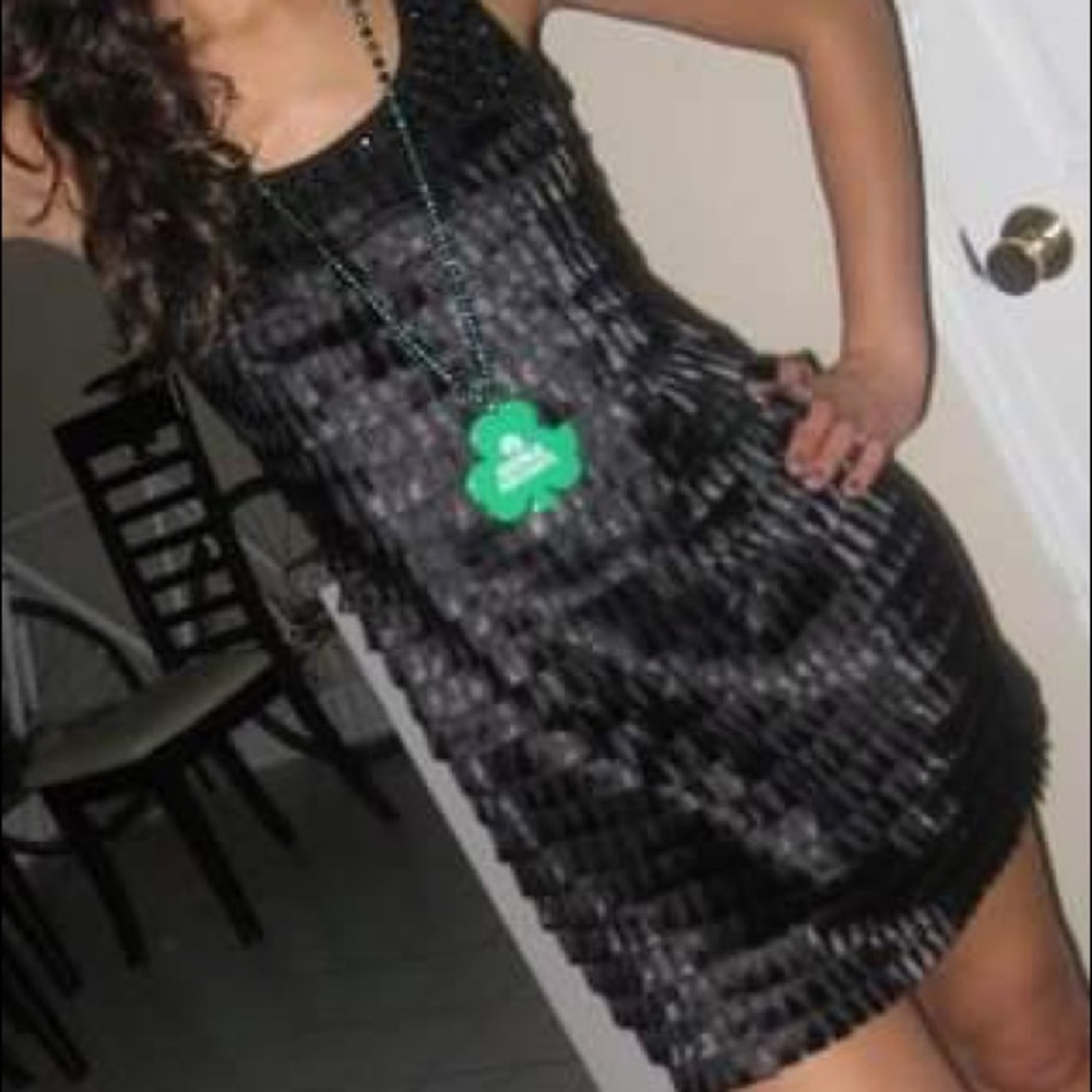 LBD flapper style satin ribbon dress gemstone